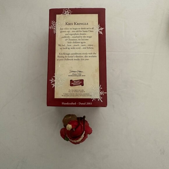 2003 Hallmark Kris Kringle Ornament With Woven Backpack & Red Coat Christmas - Picture 8 of 8